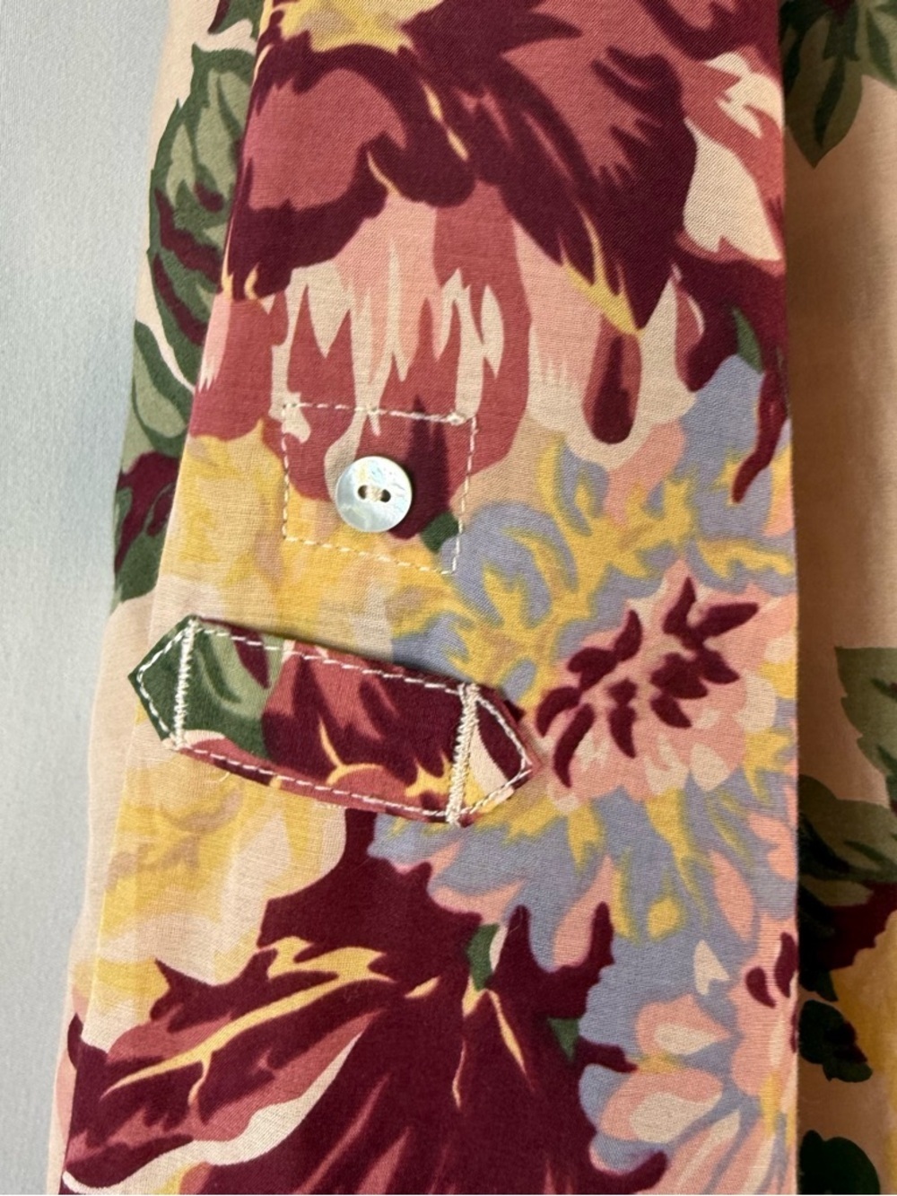Soft Surroundings Peach Floral Tunic with Burgundy Trim size: 2X - Picture 5 of 13